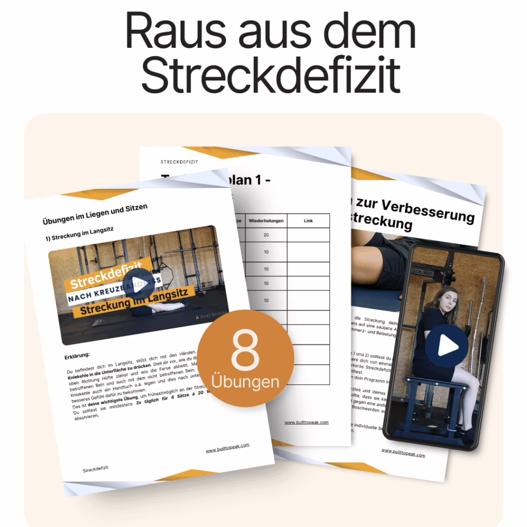 PDF Abbildung von einem Programm um das Streckdefizit nach einem Kreuzbandriss zu beheben.