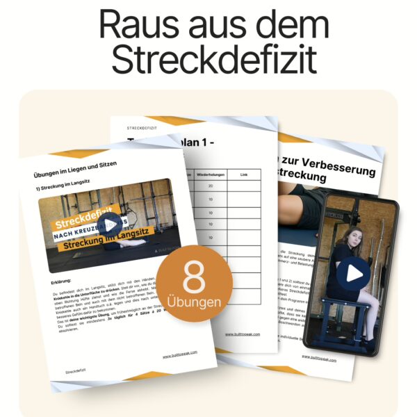 PDF Abbildung von einem Programm um das Streckdefizit nach einem Kreuzbandriss zu beheben.