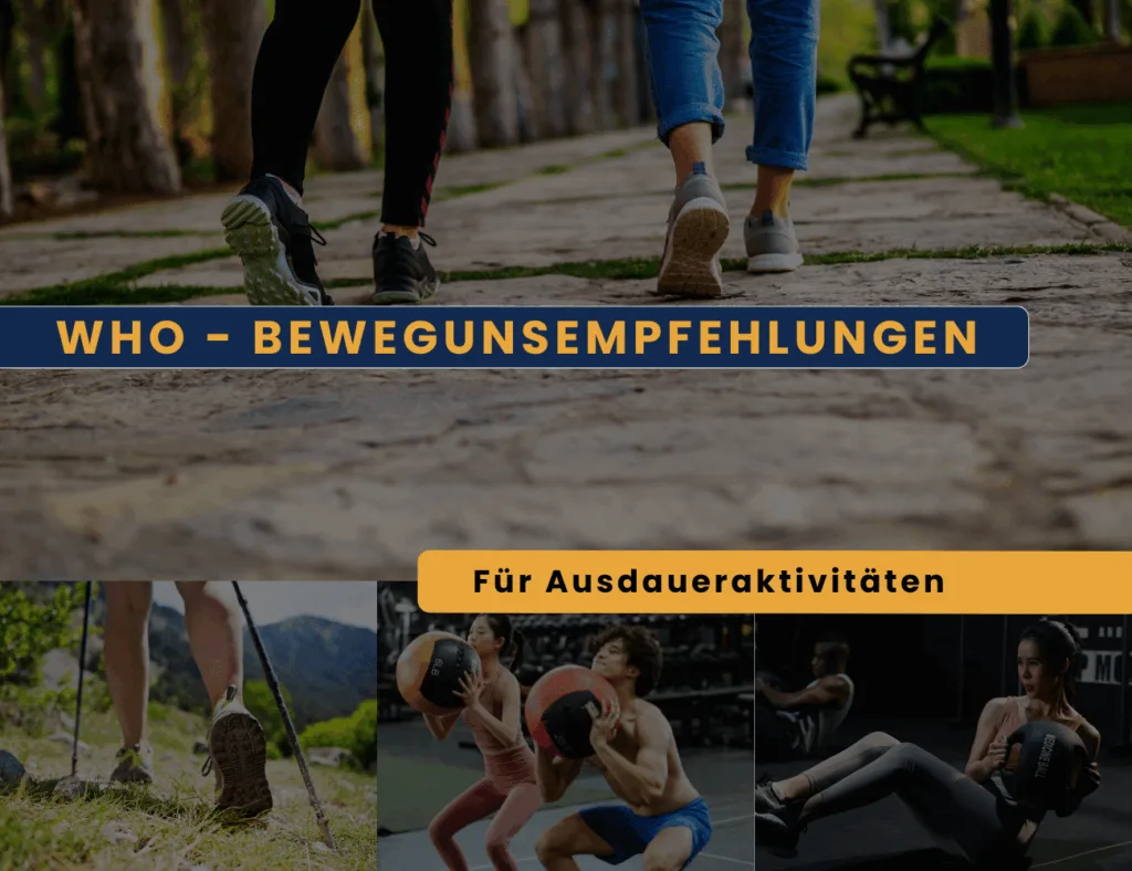 Frau mittleren Alters geht zügig durch einen Park – alltägliche Bewegung als Beispiel für moderate Ausdaueraktivität gemäß WHO-Bewegungsempfehlung
