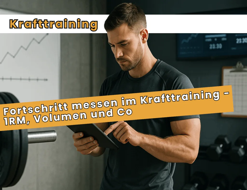 Sportler der im Krafttraining seine Fortschritte Dokumentiert über Sätze Volumen und Gewicht