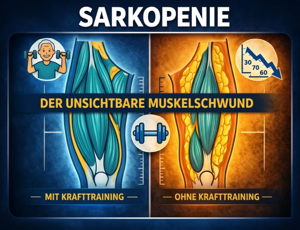 Infografik über Sarkopenie und Krafttraining