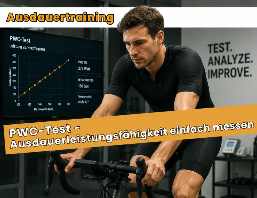 Mann auf Fahrradergometer beim PWC-Test zur einfachen Messung der Ausdauerleistungsfähigkeit